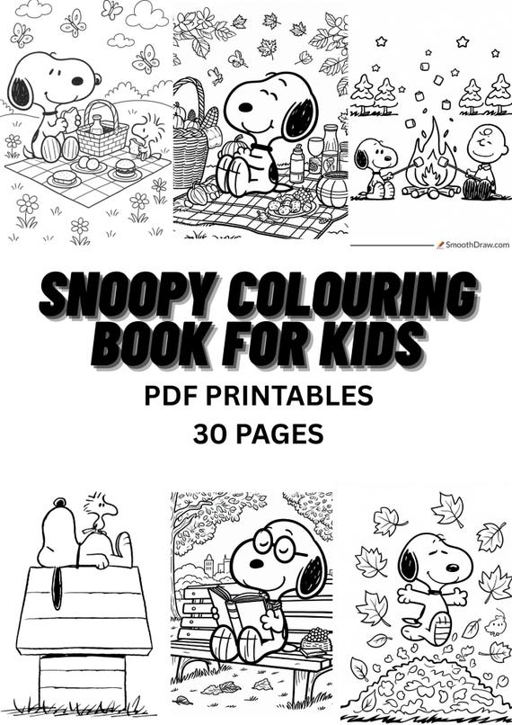 Snoopy Colouring Book For Kids l 30 pages l PDF Printables