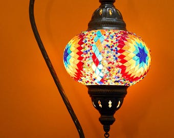 Mosaic Swan Neck Table Lamp - Medium Globe