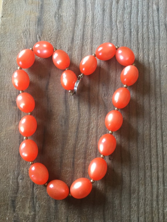 1960s Orange Bubble Necklace - image 1