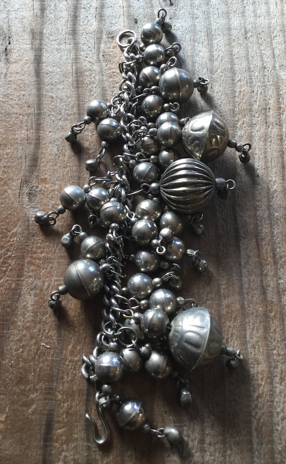 Mid Century Silver Metal Bulb Bracelet - image 2