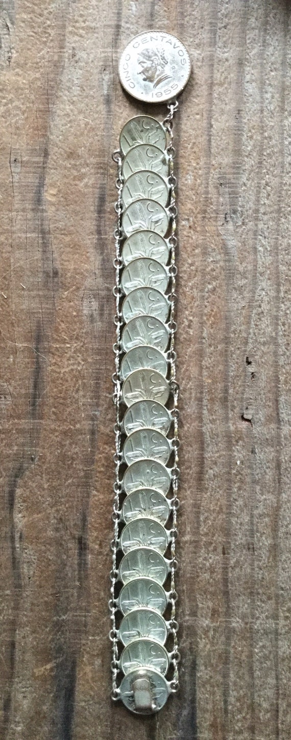 Mid Century Mexican Peso Souvenir Bracelet - image 3