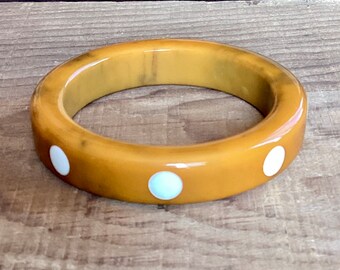 1930s Honey Bakelite Dotted Bangle