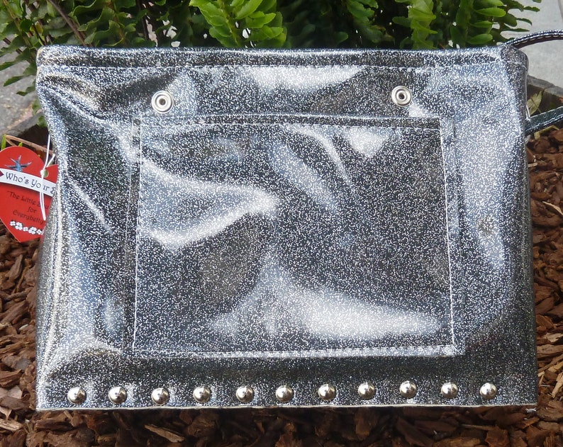 Large Two Tone Sparkle Vinyl Sparkle Tote Bag by Stitches for Bitches