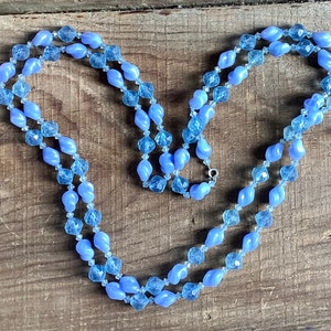 1960s Blue Plastic Opera Length Necklace