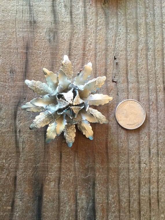 1950s Coro Silver Flower Brooch - image 3