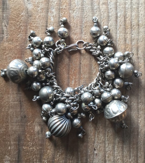 Mid Century Silver Metal Bulb Bracelet