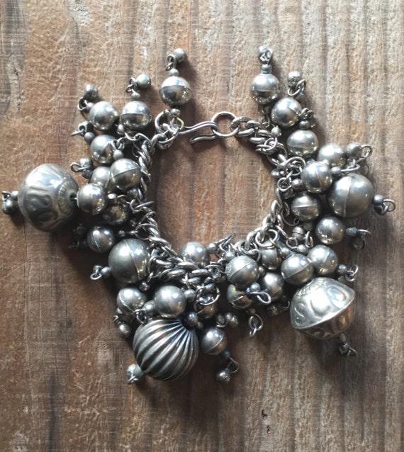 Mid Century Silver Metal Bulb Bracelet - image 1