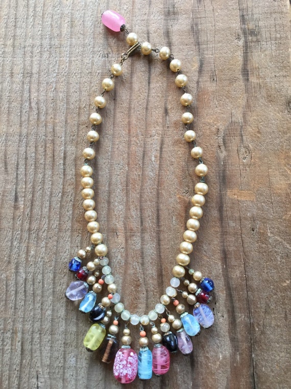 Mid Century Italian Murano Glass Faux Pearl Neckl… - image 4