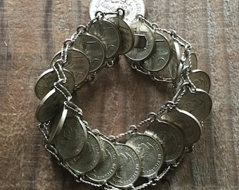 Mid Century Mexican Peso Souvenir Bracelet