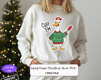 Funny Nurse Christmas Goose PNG, Holiday Medical Clipart (300 DPI)