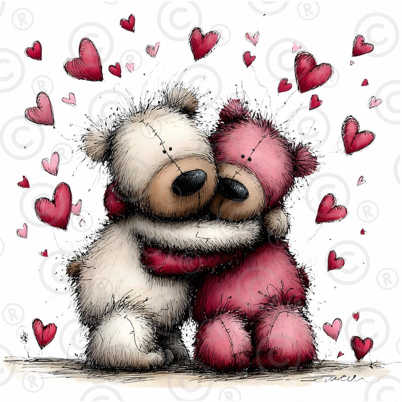 20 Valentine Teddy Bear PNG Bundle Cute Watercolor Bear Clipart Pastel ...