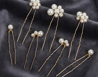 Pearl Bridal Hair Comb Set, Wedding Hair Pins with Pearls, Bride and Bridesmaid Hair Accessories, Simple Elegant Hairpiece for Wedding