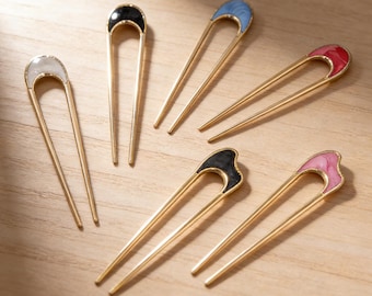 U Shape French Hair Pin, Metal Hair Comb for Women, Vintage Brass or Gold Hairpin, Secure Updo & French Twist Bobby Pin, Hair Styling Tool