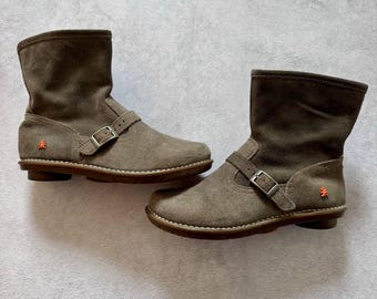 Botas vintage de ante y cuero The Art Company, estilo japonés Y2K, talla 38 para mujer.