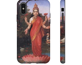 Goddess Lakshmi Phone Case, Ornate Floral Hindu Deity Protective Cover