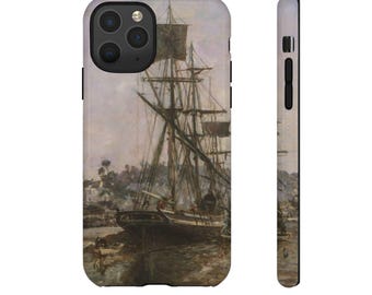 Vintage Ship Painting Tough Phone Case, Nautical iPhone Cover, Protective Maritime Galaxy Case, Antique Boat Art Shell, Sailor Gift