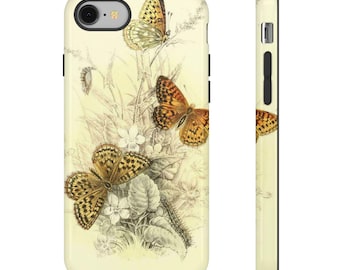 Funda para teléfono con diseño de mariposas: arte floral natural, protección duradera