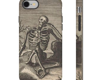 Skeleton Phone Case – Retro Gothic iPhone Cover, Tough Case, Vintage Skeleton Illustration, Spooky Protector, Unique Phone Accessory