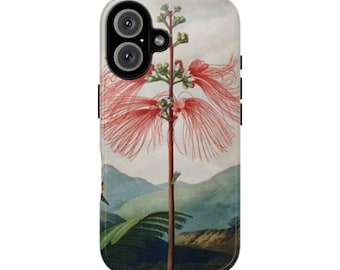 Vintage Botanical Pink Mimosa Phone Case, Retro Floral Protective Cover