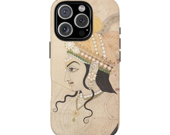 Vintage Krishna Head Phone Case, Hindu Deity Art iPhone Cover, Spiritual Painting Durable Protector