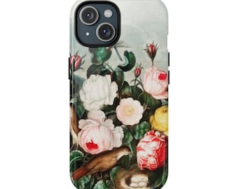 Vintage Floral Tough Magnetic Phone Case, Botanical Art Accessory (MagSafe Compatible)