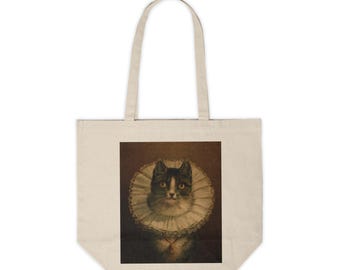 Vintage Cat Art Canvas Tote Bag: Eco-Friendly Grocery Bag