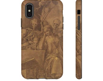 Gothic Skeleton Art Phone Case – Tough Protective Cover, Dark Aesthetic, Unique Gift for Art Lovers, Vintage Macabre Design