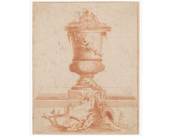 Antique urn sketch Matte Vertical Poster | Vintage botanical art print
