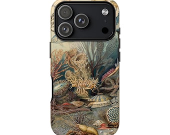 Vintage Sea Life Phone Case, Underwater Marine Art Tough Cover