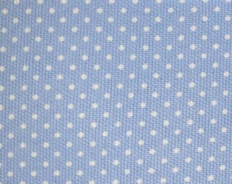 White Dots on Blue Pique 100% Cotton  Fabric Finders White Dots on Blue Pique Dot Pique Blue Dots Purple Lilac and White