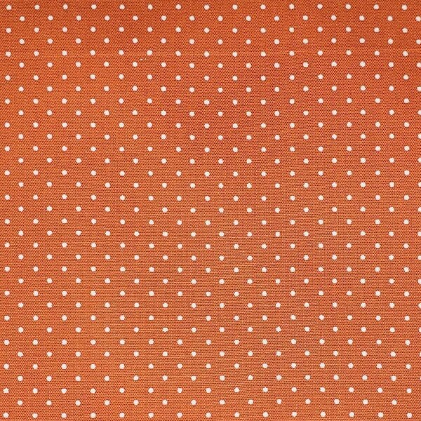 White Dots on Orange Fabric – Print #1258 Orange White Dots Cotton Fabric Printed on one side 57W  FFD2018HT  Pindots