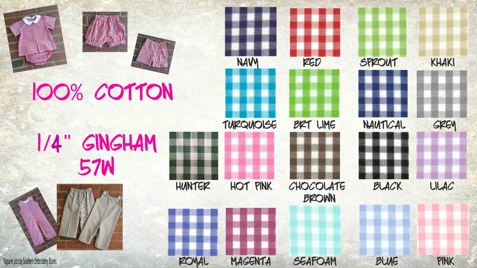 1/4 Gingham Fabric 57W Choose your Color FQ Half Yard Etsy