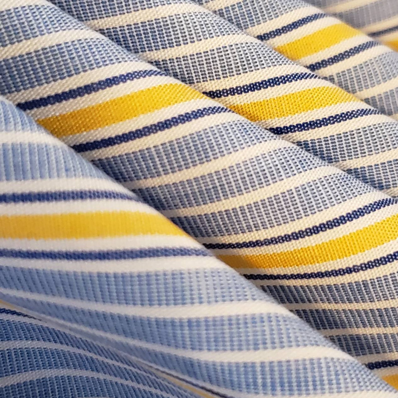 Blue Yellow White Stripe Shirting 44W | Etsy