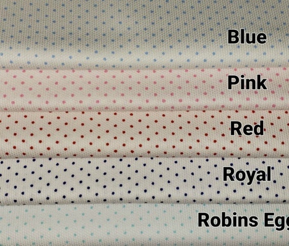 Dots Pique 100% Cotton 60W Fabric Finders Blue Pink Robins Egg  Royal or Red Dot - READ DESCRIPTION