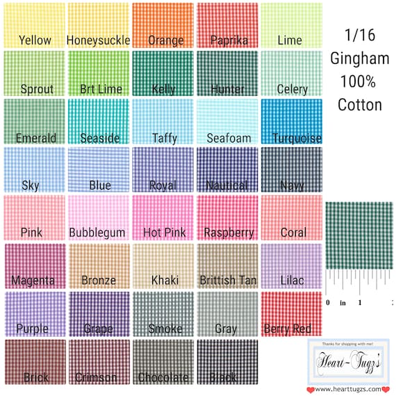 Fat Quarter 18x28 - 1/16" Gingham Check Woven Over 30 colors to choose from  Fabric Finders HTFFGG HTFFGG16