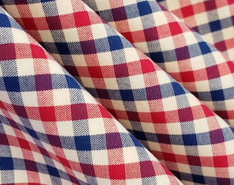 Tattersall Royal Red White 100% Cotton Tri Check Tattersall  RBWTTHT