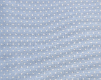 White Dots on light Blue Pique 100% Cotton  Fabric Finders