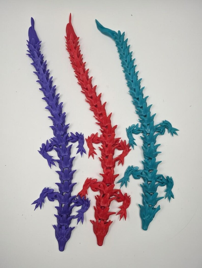3D Printed Articulated Flexi Dragon Fidget Toy – Posable Vibrant Colors ...