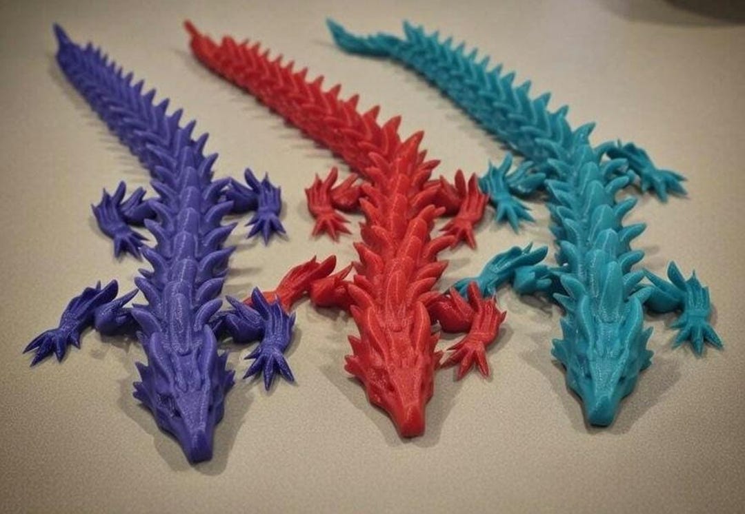 3D Printed Articulated Flexi Dragon Fidget Toy – Posable Vibrant Colors ...