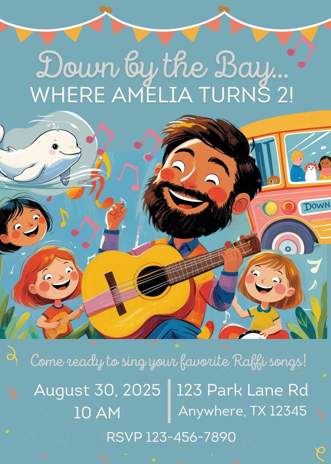 Birthday Raffy Raffi Birthday Invitation: Sing-along Kids Party, Editable Digital ...