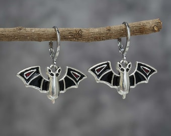Bat Earrings Bat Necklace Bat Jewelry Set Gothic Hoop Earrings Halloween Earrings Halloween Gift For Her Birthday Gift Christmas Gift