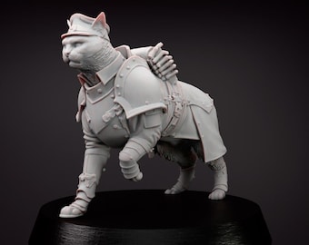 Grimdark Cat Guard Model Trench Compatible Tabletop Sci Fi Gift Wargaming Proxy