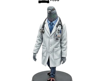 Tuff Pigeon Doctor - Figurine articulée imprimée en 3D, modèle de statue miniature Wargaming