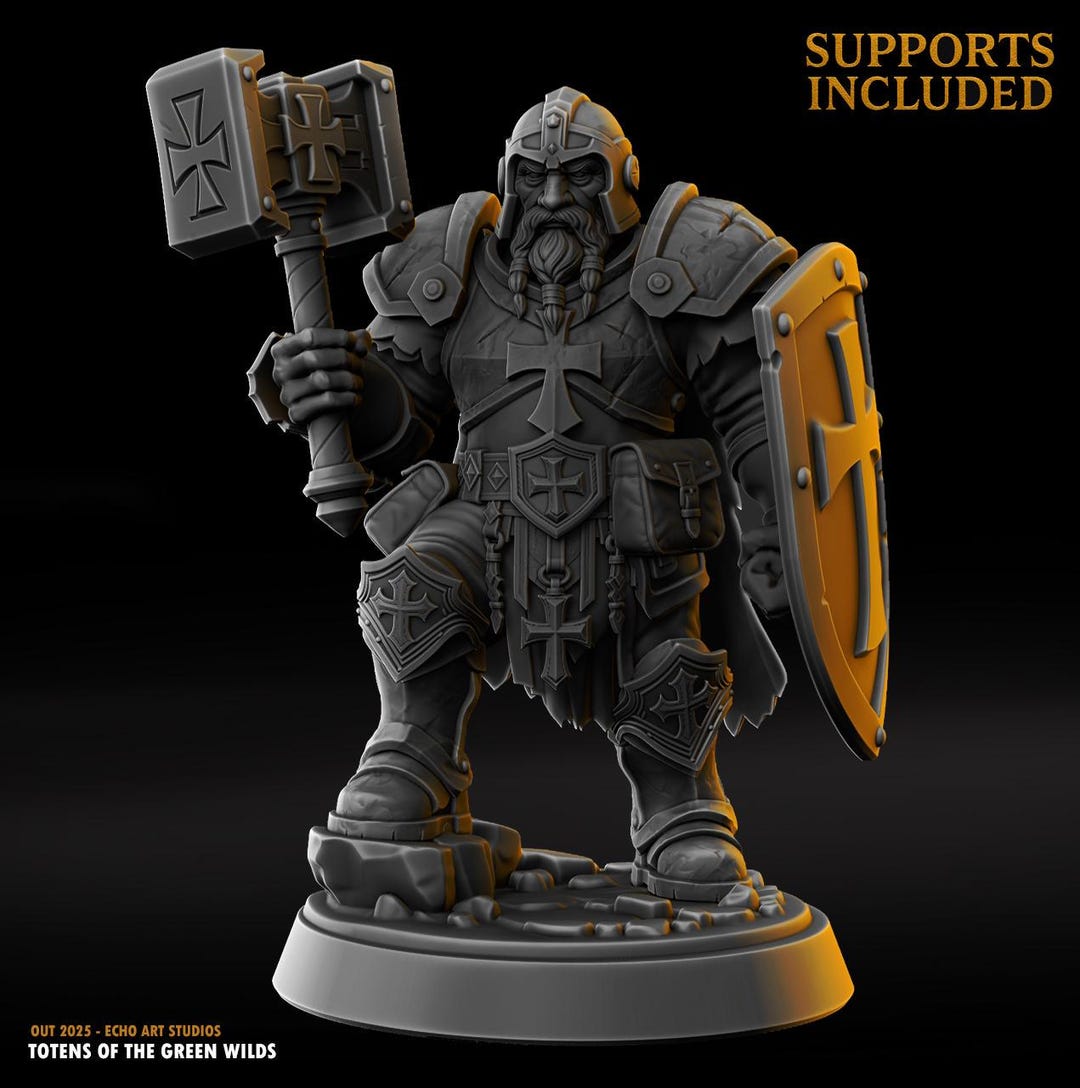 Dwarf Hammer Warrior - Fantasy Tabletop Wargame Model 3D Resin Printed ...