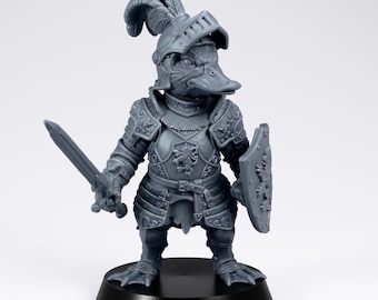 Fantasy Duck Knight - Paladin de table TTRPG D&D Donjons et Dragons Miniature imprimée en 3D