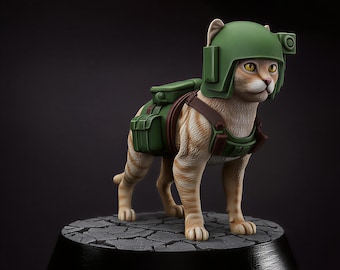 Grimdark Cat Guard Model Gift Tabletop Sci Fi Wargaming