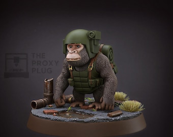 Grimdark Chimp Animal Guard Model Gift Tabletop Sci Fi Wargaming Proxy Marines