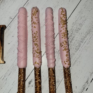 Met chocolade bedekte pretzels Rose Gold-thema