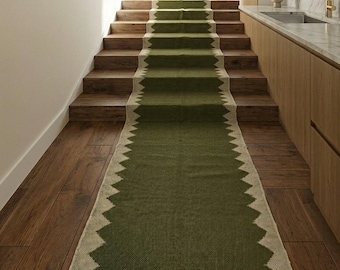 Modern Boho Carpet Scandinavian Style Handmade Geometric Kilim Runner Rug Long Hallway Wool Jute Stair Runner Rug Home Decor Rustic