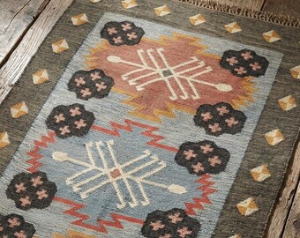 Handmade Wool Jute Kilim Rug | Boho Runner & Area Rug |Warm Winter Area Rug | New Year Home Refersh | Geometric Indian Rug